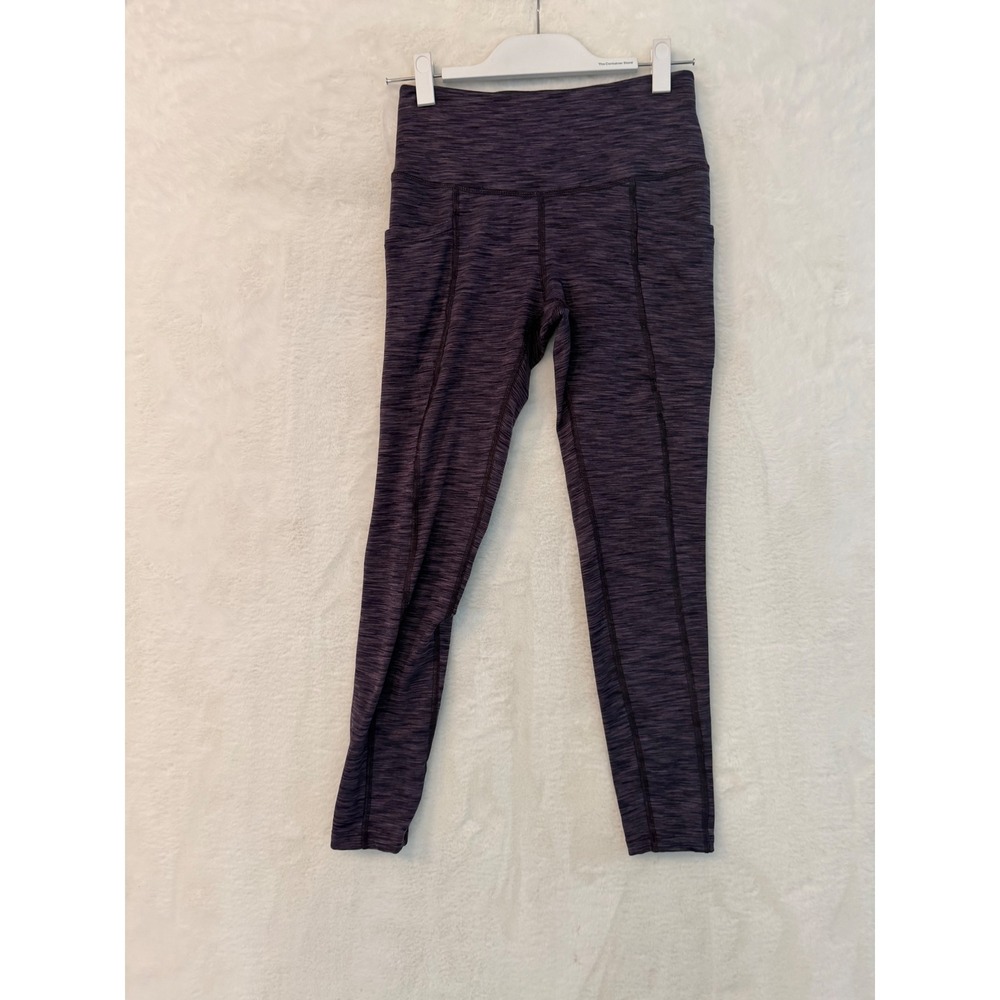 Apana Womens High Waisted Space Dye Leggings Purple Heathered Yoga Pants Small - Picture 1 of 8